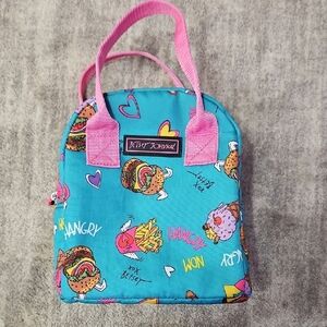 Betsey Johnson Teal Lunch Bag with Pink Handles